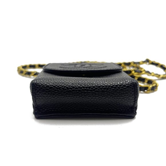 Authentic CHANEL Vintage Mini Flap Caviar Leather Pouch Cigarette Case Crossbody - Picture 8 of 14